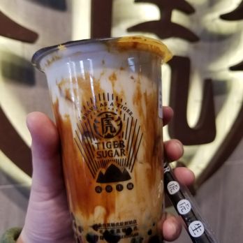 Tiger Sugar - Signature drink, Brown sugar boba+pearl milk with cream mousse - Bubble Tea Near Me - Carrollton, Texas