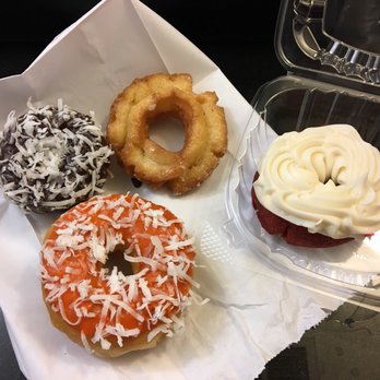 SloDoCo Donuts - Old fashion, red velvet, Thai tea, chocolate with coconut - Donuts Near Me - San Luis Obispo, California