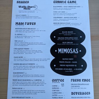 Madi - Menu - Breakfast & Brunch Near Me - San Diego, California