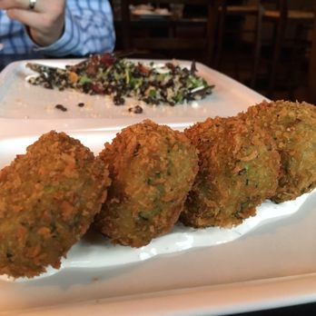 Kitchen Istanbul - Zucchini fritters with feta inside and yogurt sauce beneath, definitely recommend - Greek Near Me - San Francisco, California Kitchen Istanbul - Zucchini fritters with feta inside and yogurt sauce beneath, definitely recommend - Greek Near Me - San Francisco, California