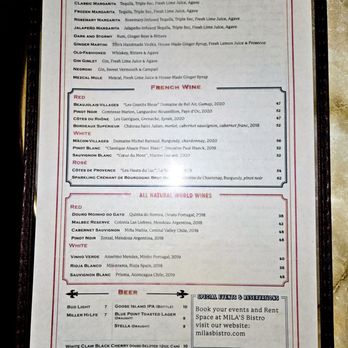 Mila’s Bistro - Menu - Bars Near Me - New York, New York