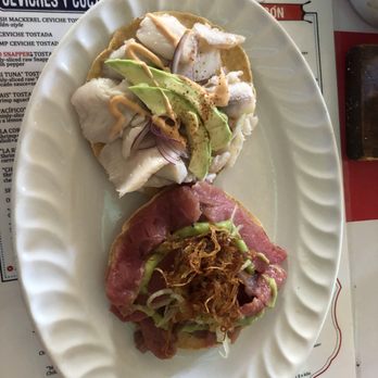 La Corriente Cevichería Nais - Snapper (on top) ahi tuna (bottom) - Seafood Near Me - Tijuana, BCN