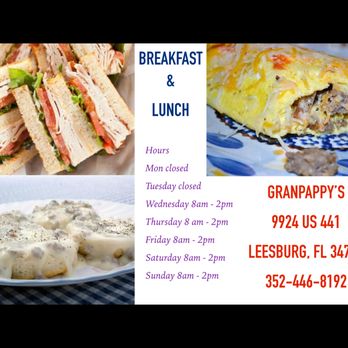 Granpappy’s - breakfast and lunch menu - Cafes Near Me - Leesburg, Florida Granpappy’s - breakfast and lunch menu - Cafes Near Me - Leesburg, Florida
