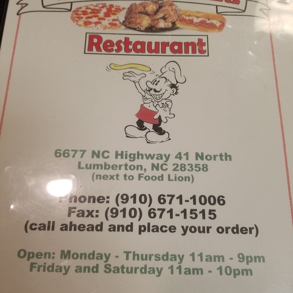 Menu with address and phone number Menu with address and phone number