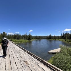 Island Park Rentals - Railroad bridge at the boat launch. Huge trout, clear water.