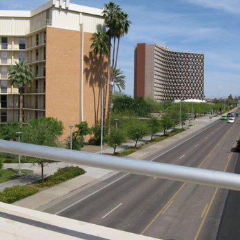 Arizona State University Tempe Campus - On the bridge overlooking Palo Verde & (triangular windowed women-only) Manzanita halls. - Colleges & Universities Near Me - Tempe, Arizona Arizona State University Tempe Campus - On the bridge overlooking Palo Verde & (triangular windowed women-only) Manzanita halls. - Colleges & Universities Near Me - Tempe, Arizona