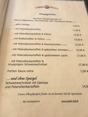 Menu photo 8 Jakobs-Hof Beelitz Beelitz, BB Menu photo 8 Jakobs-Hof Beelitz Beelitz, BB
