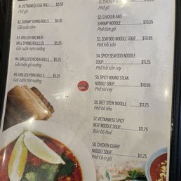 Menu as of March 2023 Menu as of March 2023