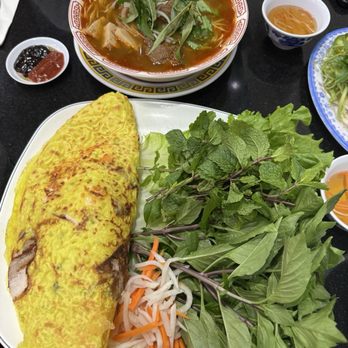 Pho 97 One - Top: Banh Bo Hue Bottom: Banh xeo (So good! Ask for plenty rice paper to wrap em in hehe) - Vietnamese Near Me - Kapolei, Hawaii Pho 97 One - Top: Banh Bo Hue Bottom: Banh xeo (So good! Ask for plenty rice paper to wrap em in hehe) - Vietnamese Near Me - Kapolei, Hawaii