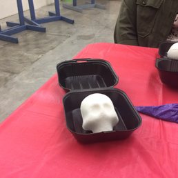 Our first time here at the Market. Great vendors. Now we are in the sugar skull class