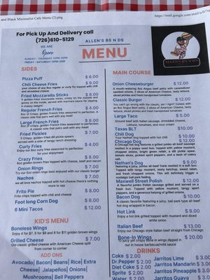Menu photo 1 Allen’s B’s N D’s Canyon Lake, TX Menu photo 1 Allen’s B’s N D’s Canyon Lake, TX