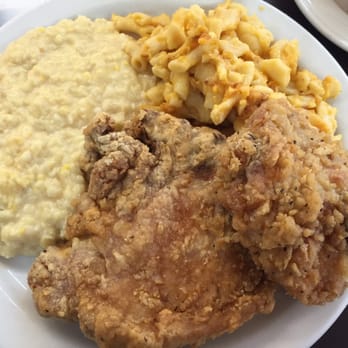 Matthews Cafeteria - Fried Pork Chop, Chicken Thigh, Creamed Corn, and Mac and Cheese - Southern Near Me - Tucker, Georgia