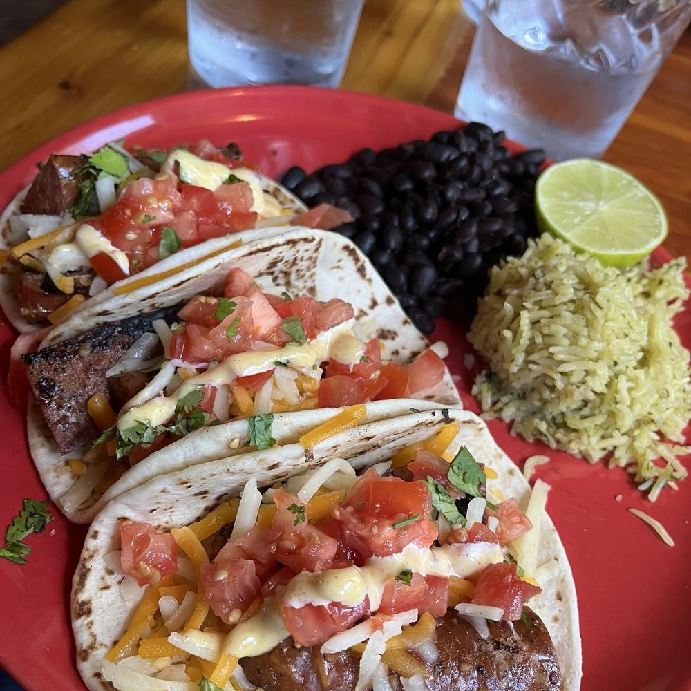 Cantina Verde - Jalapeño elk sausage tacos with beans and rice $18.80 - Mexican Near Me - Green Mountain Falls, Colorado Cantina Verde - Jalapeño elk sausage tacos with beans and rice $18.80 - Mexican Near Me - Green Mountain Falls, Colorado
