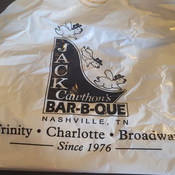 Jack's Bar-B-Que - To go bag. No actual food pictures- sorry. We tore those sandwiches up. - Barbeque Near Me - Nashville, Tennessee Jack's Bar-B-Que - To go bag. No actual food pictures- sorry. We tore those sandwiches up. - Barbeque Near Me - Nashville, Tennessee