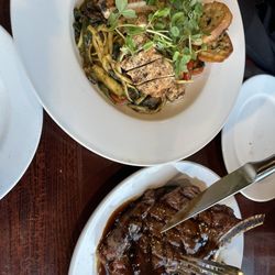 Twisted linguine and Ribeye