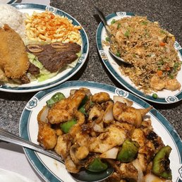 Fish fillet In Hot Bean Sauce, shrimp fried rice, seafood combo