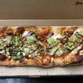 &pizza - Custom: onions, spinach, mushrooms, tomato sauce, bbq sauce, basil pesto drizzle - Pizza Near Me - Philadelphia, Pennsylvania &pizza - Custom: onions, spinach, mushrooms, tomato sauce, bbq sauce, basil pesto drizzle - Pizza Near Me - Philadelphia, Pennsylvania