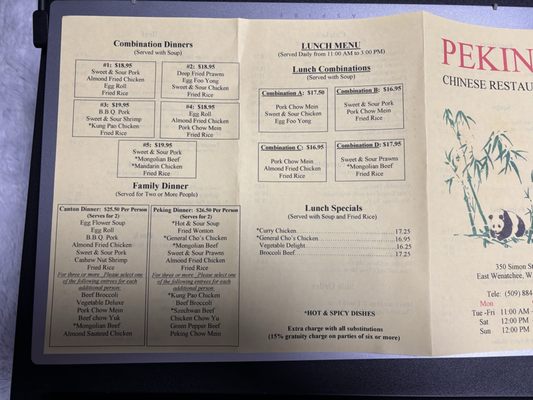 Menu photo 1 Peking Chinese Restaurant East Wenatchee, WA Menu photo 1 Peking Chinese Restaurant East Wenatchee, WA