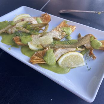 The Pig & The Sprout - Crispy artichokes - interesting presentation, but honestly so yummy - American Near Me - Denver, Colorado