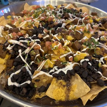 Orale Mexican Kitchen - Veg Nachos - they were tasty but $6 extra for replacing pork with seitan - Mexican Near Me - Jersey City, New Jersey