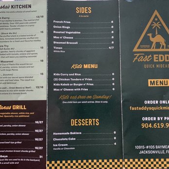 Fast Eddy's Quick Mideast - Outside of menu - Middle Eastern Near Me - Jacksonville, Florida
