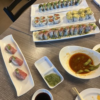 Nagoya Sushi - Toro Sushi Caterpillar Roll Spicy garlic roll Spicy Garlic Edamame Spicy Tuna Roll Happy Hour Chili Crab Roll Happy Hour Real Wasabi - Japanese Near Me - Peoria, Arizona
