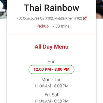 Thai Rainbow - Online Menu - the one I was told was old, but it's still active. - Thai Near Me - Middle River, Maryland Thai Rainbow - Online Menu - the one I was told was old, but it's still active. - Thai Near Me - Middle River, Maryland