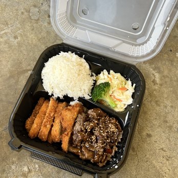 Katsuyaki - chicken katsu and beef teriyaki plate - Japanese Near Me - Costa Mesa, California Katsuyaki - chicken katsu and beef teriyaki plate - Japanese Near Me - Costa Mesa, California