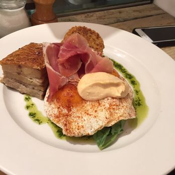 Hardware Societe - Fried eggs with croquettes and pork belly - Breakfast & Brunch Near Me - Melbourne, VIC Hardware Societe - Fried eggs with croquettes and pork belly - Breakfast & Brunch Near Me - Melbourne, VIC