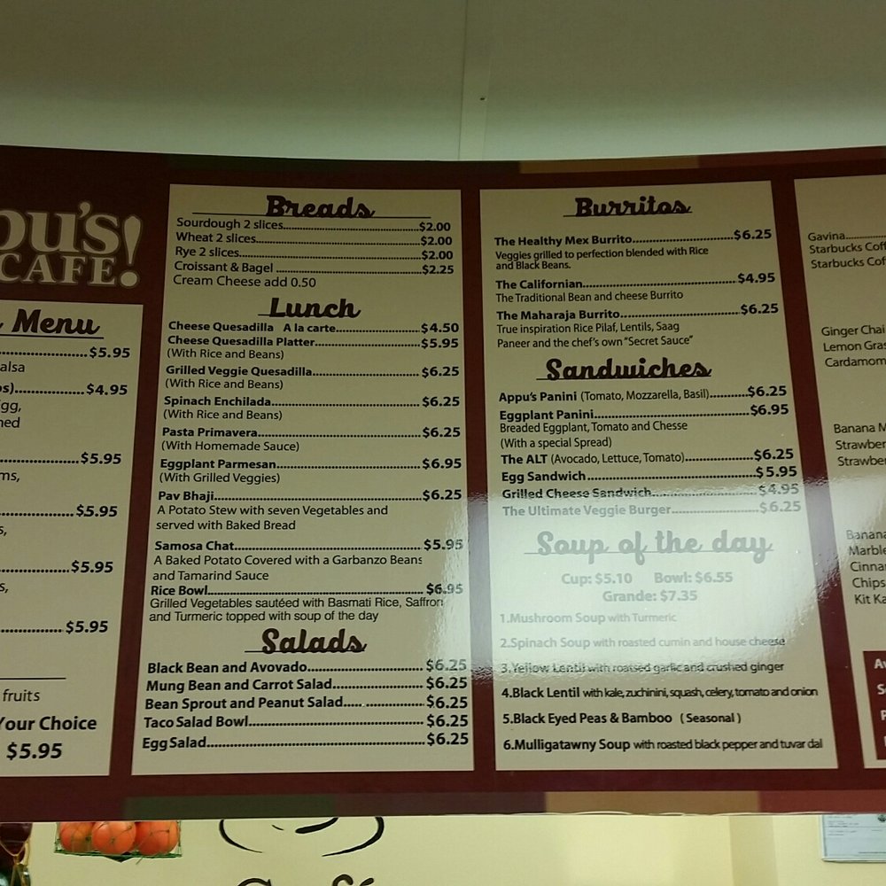 Appu's Cafe - Menu - Vegan Near Me - Long Beach, California Appu's Cafe - Menu - Vegan Near Me - Long Beach, California