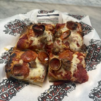 Pizza Rock - Pepperoni Sicilian - Pizza Near Me - Las Vegas, Nevada Pizza Rock - Pepperoni Sicilian - Pizza Near Me - Las Vegas, Nevada