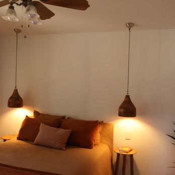 Blues Electric - Pendant lighting centered over the night stands for a nice clean look. - Electricians Near Me Blues Electric - Pendant lighting centered over the night stands for a nice clean look. - Electricians Near Me