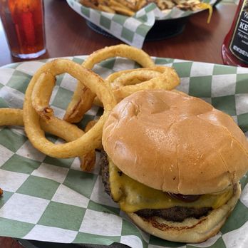Southern Craft Kitchen - Cheeseburger with bacon, bbq sauce and onion rings.  And chicken quesadillas with fries. Deliciousness! - Southern Near Me - Hope, Arkansas