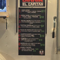 Birria El Capitan - Menu as of Sep 2021