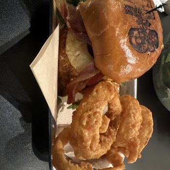 H Brothers - Hawaiian chicken sandwich w onion rings! - Comfort Food Near Me - Escondido, California H Brothers - Hawaiian chicken sandwich w onion rings! - Comfort Food Near Me - Escondido, California