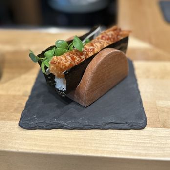 Sugo Hand Roll Bar - Tempura shrimp hand roll. - Sushi Bars Near Me - Seattle, Washington Sugo Hand Roll Bar - Tempura shrimp hand roll. - Sushi Bars Near Me - Seattle, Washington