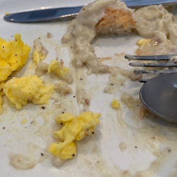 Benny's Family Dining - Half order biscuits & gravy and 2 scrambled eggs. Full up!!! - Sandwiches Near Me - Ann Arbor, Michigan