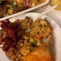 Spare rib tips, crab ragoons, and beef hunan Spare rib tips, crab ragoons, and beef hunan