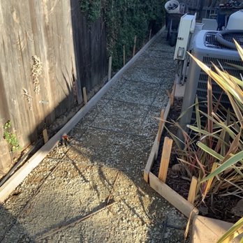 David Morris Concrete - Rear left path demoed and ready for concrete pour - Landscaping Near Me - Lincoln, California