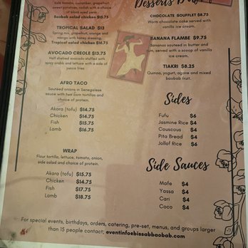 Bissap Baobab - Jan 2023 menu - Senegalese Near Me - San Francisco, California Bissap Baobab - Jan 2023 menu - Senegalese Near Me - San Francisco, California