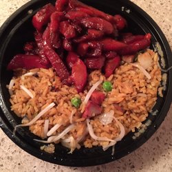 Mr China - Boneless barbecue spareribs and pork fried rice. Delicious