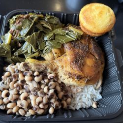 Baked chicken and classic sides.