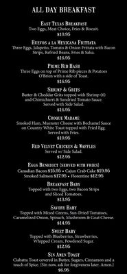 Menu photo 7 Edom Log Cabin Edom, TX