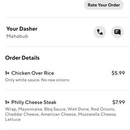 My origibal doordash order