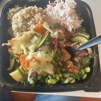 Sweet Salty Poke - Large bowl 4 scoops of protein. I have two of salmon and two of octopus. Delicious - Poke Near Me - Gardena, California Sweet Salty Poke - Large bowl 4 scoops of protein. I have two of salmon and two of octopus. Delicious - Poke Near Me - Gardena, California