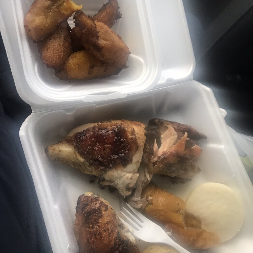 Rotisserie chicken (half) and an extra order of plantains