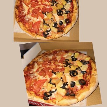 Tony's Place - 12 inch pizza (perfect size for 2!) half sliced tomato, half pineapple and black olive - Pizza Near Me - Hialeah, Florida Tony's Place - 12 inch pizza (perfect size for 2!) half sliced tomato, half pineapple and black olive - Pizza Near Me - Hialeah, Florida