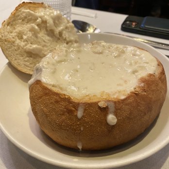 Atlantic Fish - New England Clam Chowder in a bread bowl - Seafood Near Me - Boston, Massachusetts