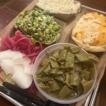 Hutchins BBQ - Potato Casserole, Broccoli Salad, Cole Slaw, Green Beans - Barbeque Near Me - McKinney, Texas Hutchins BBQ - Potato Casserole, Broccoli Salad, Cole Slaw, Green Beans - Barbeque Near Me - McKinney, Texas