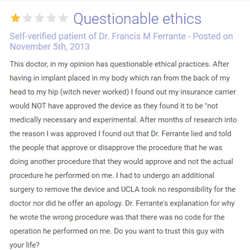MORE accusations of INSURANCE FRAUD by Dr. Ferrante.